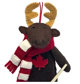 Felt Moose Sewing Kit with Wooden Hockey Stick