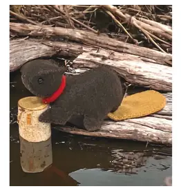 Felt Beaver Sewing Kit with Wooden Log