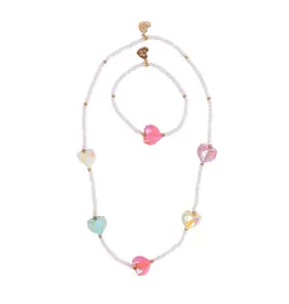 Great Pretenders Heart Geode Necklace and Bracelet Set