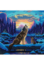 D.I.Y Crystal Art Kit Crystal Art Medium Framed Kit - Howling Wolves