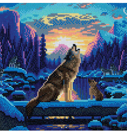D.I.Y Crystal Art Kit Crystal Art Medium Framed Kit - Howling Wolves