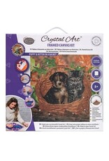 D.I.Y Crystal Art Kit Crystal Art Medium Framed Kit - Puppy & Kitten In A Basket