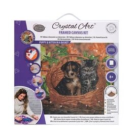 D.I.Y Crystal Art Kit Crystal Art Medium Framed Kit - Puppy & Kitten In A Basket