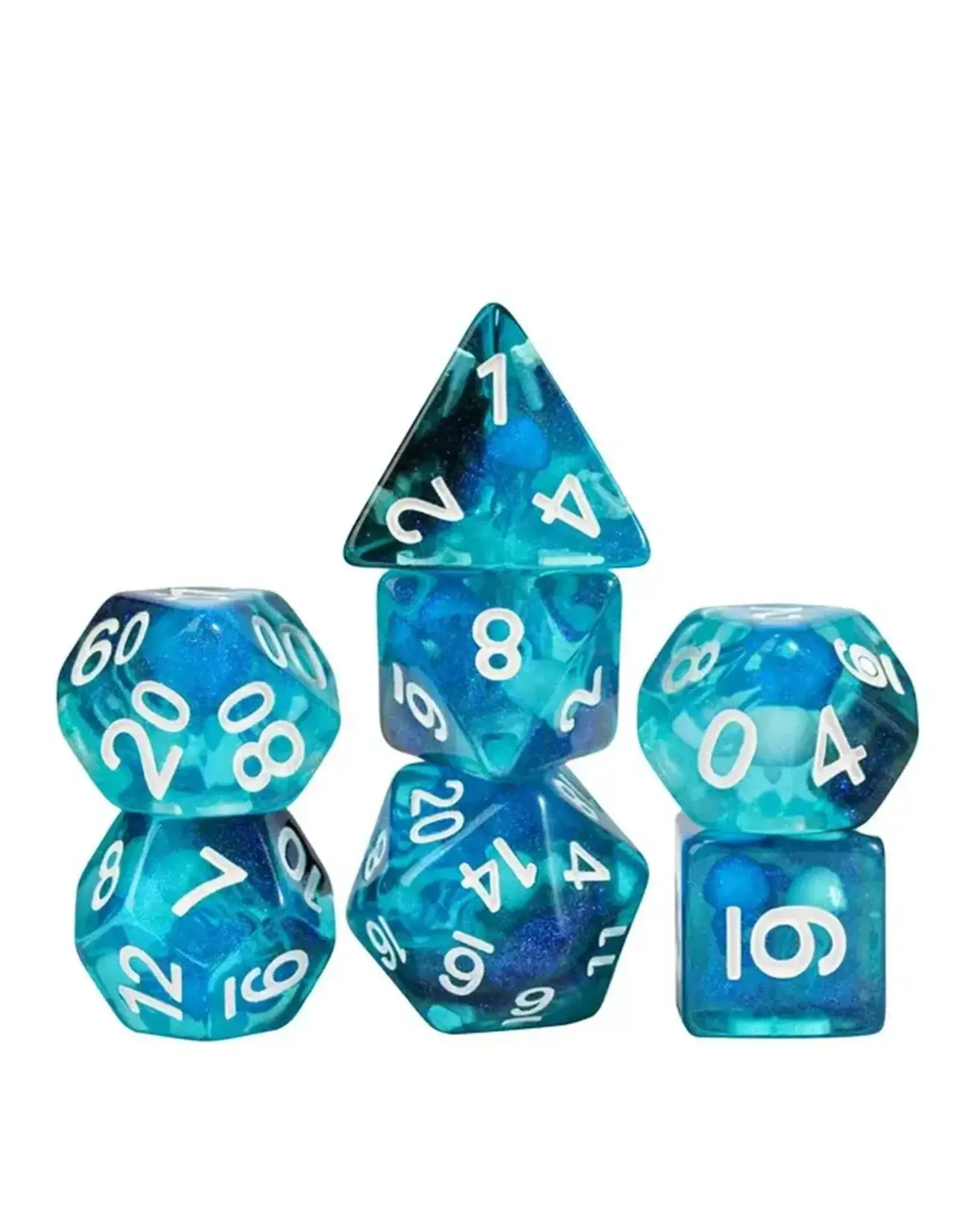 Bioluminescent Jellyfish Resin Dice Set (Glow-in-the-Dark)