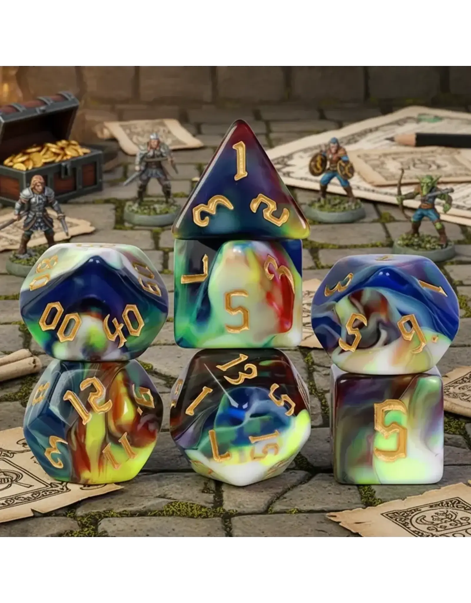 Chromablend Resin Dice Set – Gobstopper's Gambit