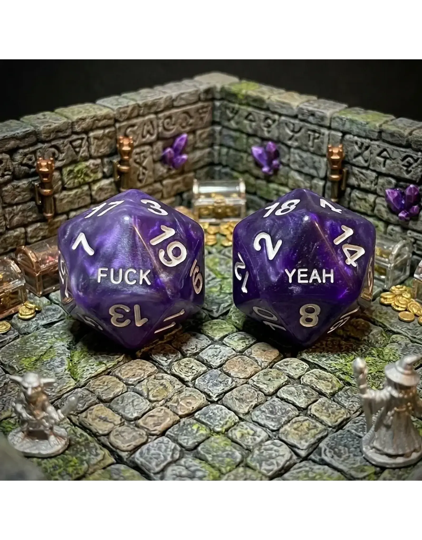 F#ck/Yeah D20 Resin Dice Set - Purple
