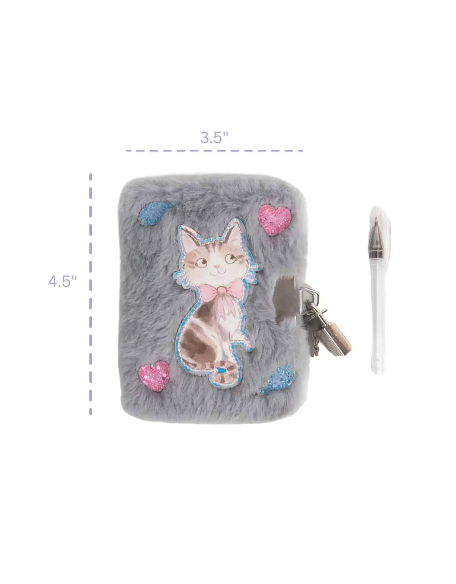 Great Pretenders Cuddle Cat Mini Furry Journal with Lock & Pen