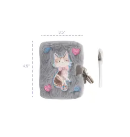Great Pretenders Cuddle Cat Mini Furry Journal with Lock & Pen