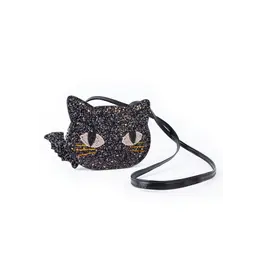 Great Pretenders Cat's Meow Black Chunky Glitter Kitty Purse
