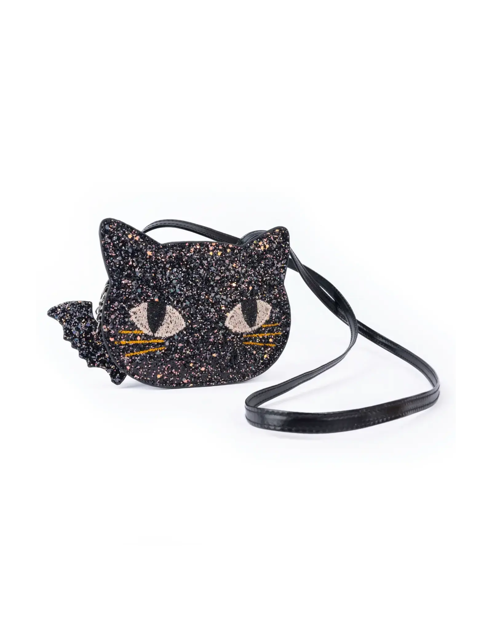 Great Pretenders Cat's Meow Black Chunky Glitter Kitty Purse