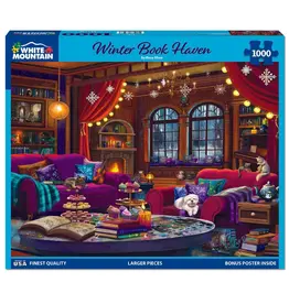 White Mountain Puzzles Winter Book Haven 1000pc