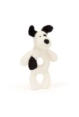 Jellycat Jellycat Bashful Black & Cream Puppy Ring Rattle