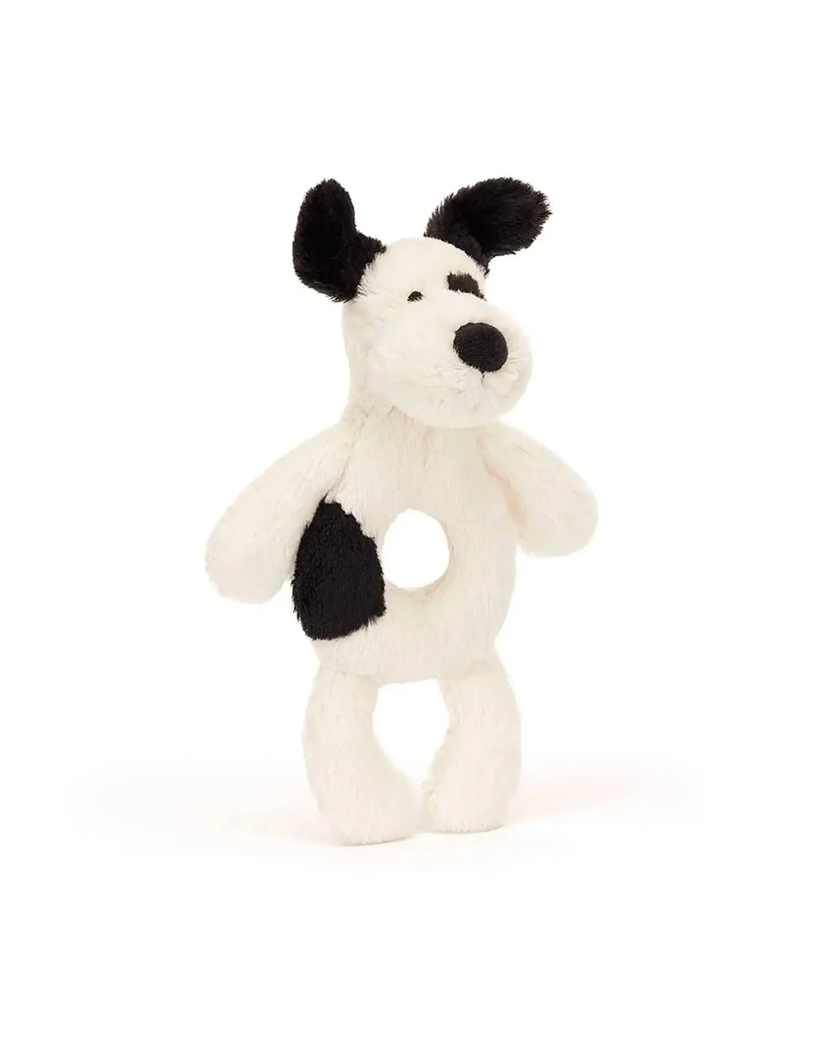 Jellycat Jellycat Bashful Black & Cream Puppy Ring Rattle