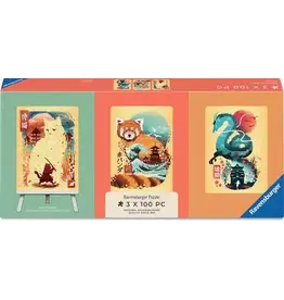 Ravensburger Ukiyo-E Cat Warrior, Red Panda & Dragon 3x100pc
