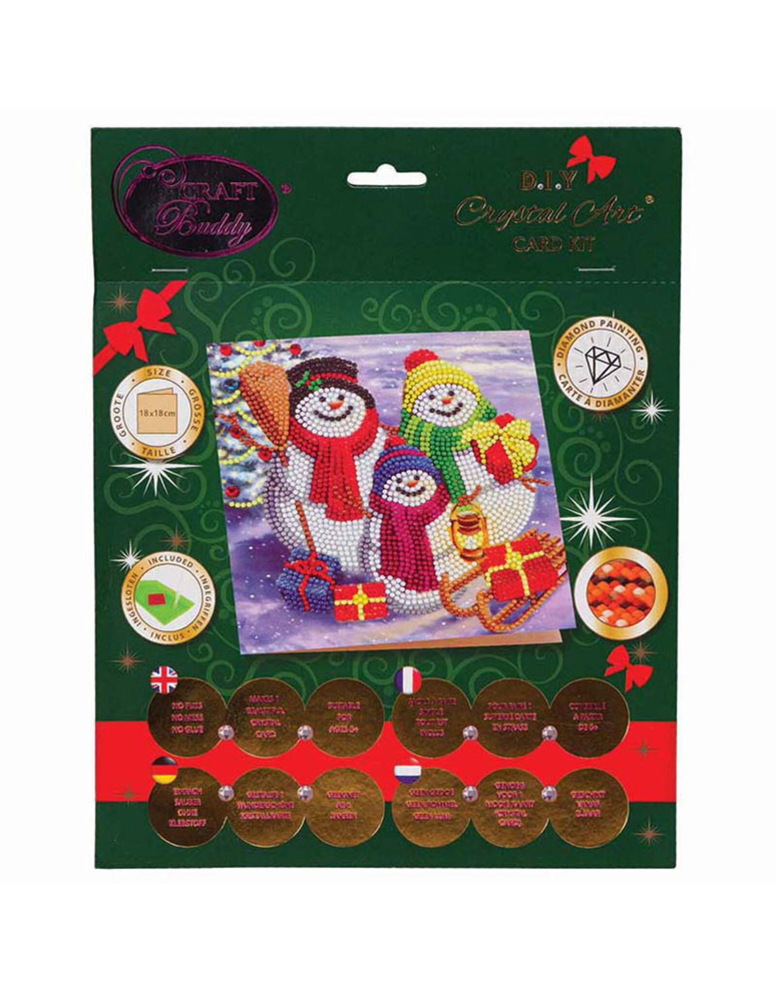 D.I.Y Crystal Art Kit Crystal Art Card Kit - Snowman Family Fun