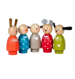 Moulin Roty Grande Famille - Wood Characters Set of 5
