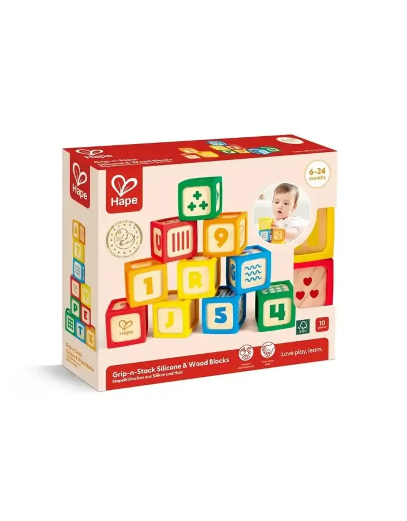 Hape Hape Grip-n-Stack Silicone & Wood Blocks