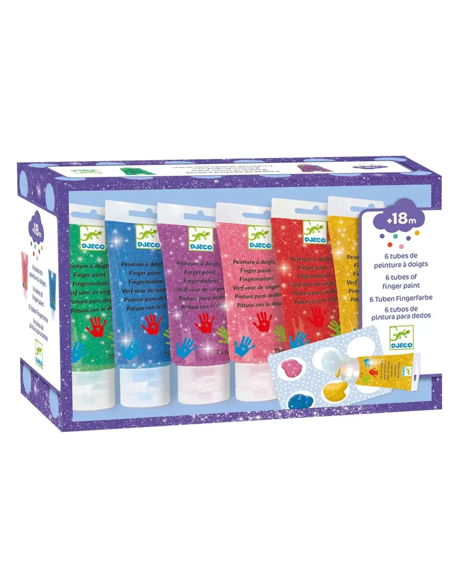 Djeco 6 Finger Paint Tubes: Glitter