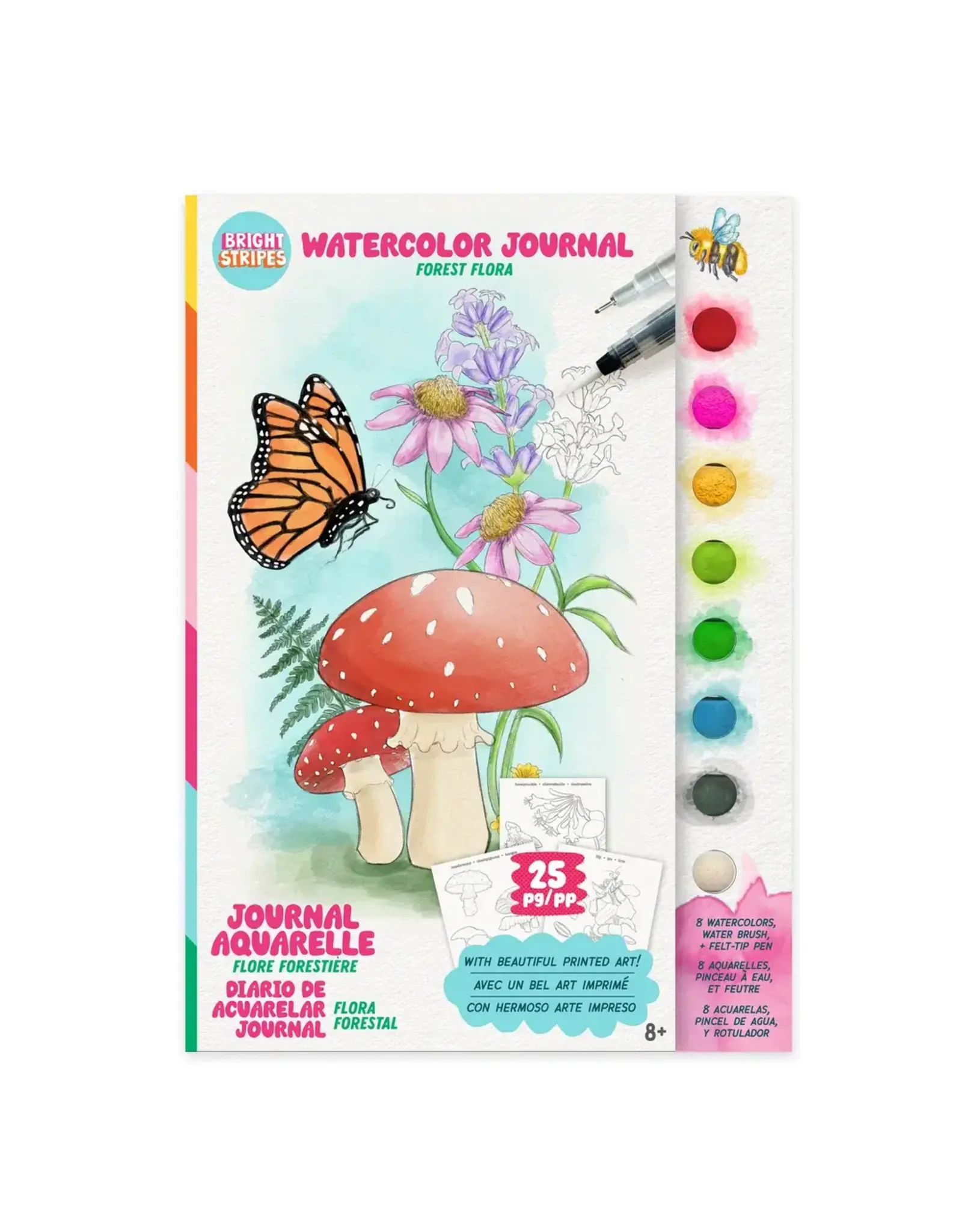 Bright Stripes Watercolor Journal - Forest Flora