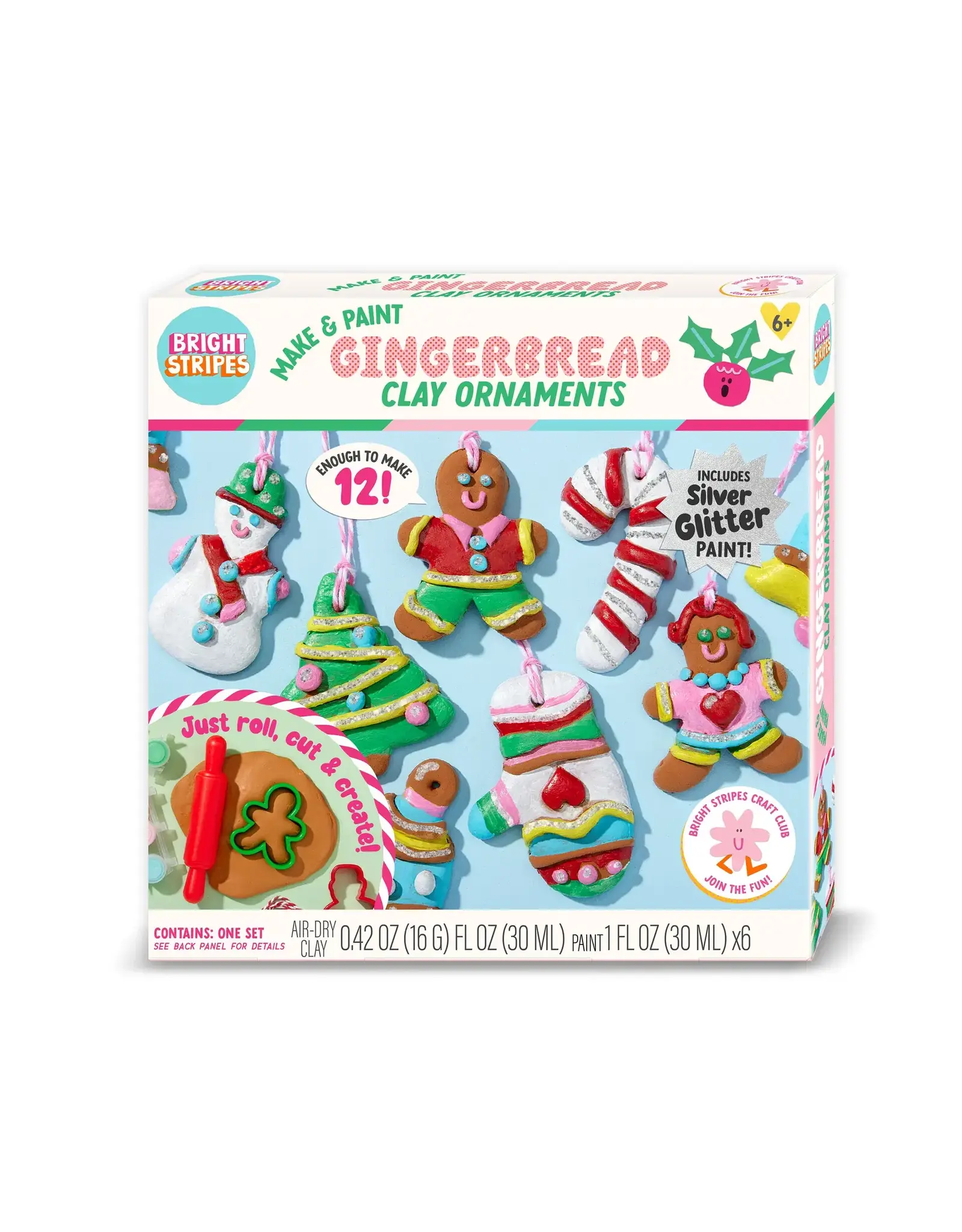 Bright Stripes Make & Paint Gingerbread Clay Ornaments