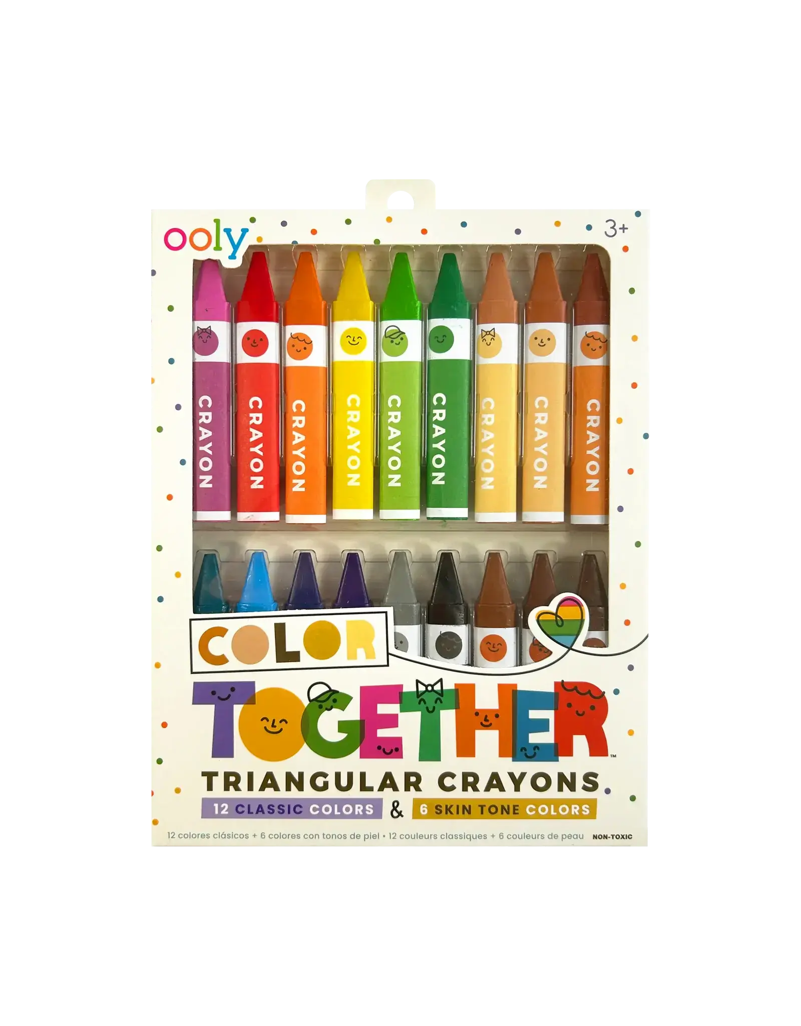 Ooly Color Together Triangular Crayons - Easy Grip - Set of 18