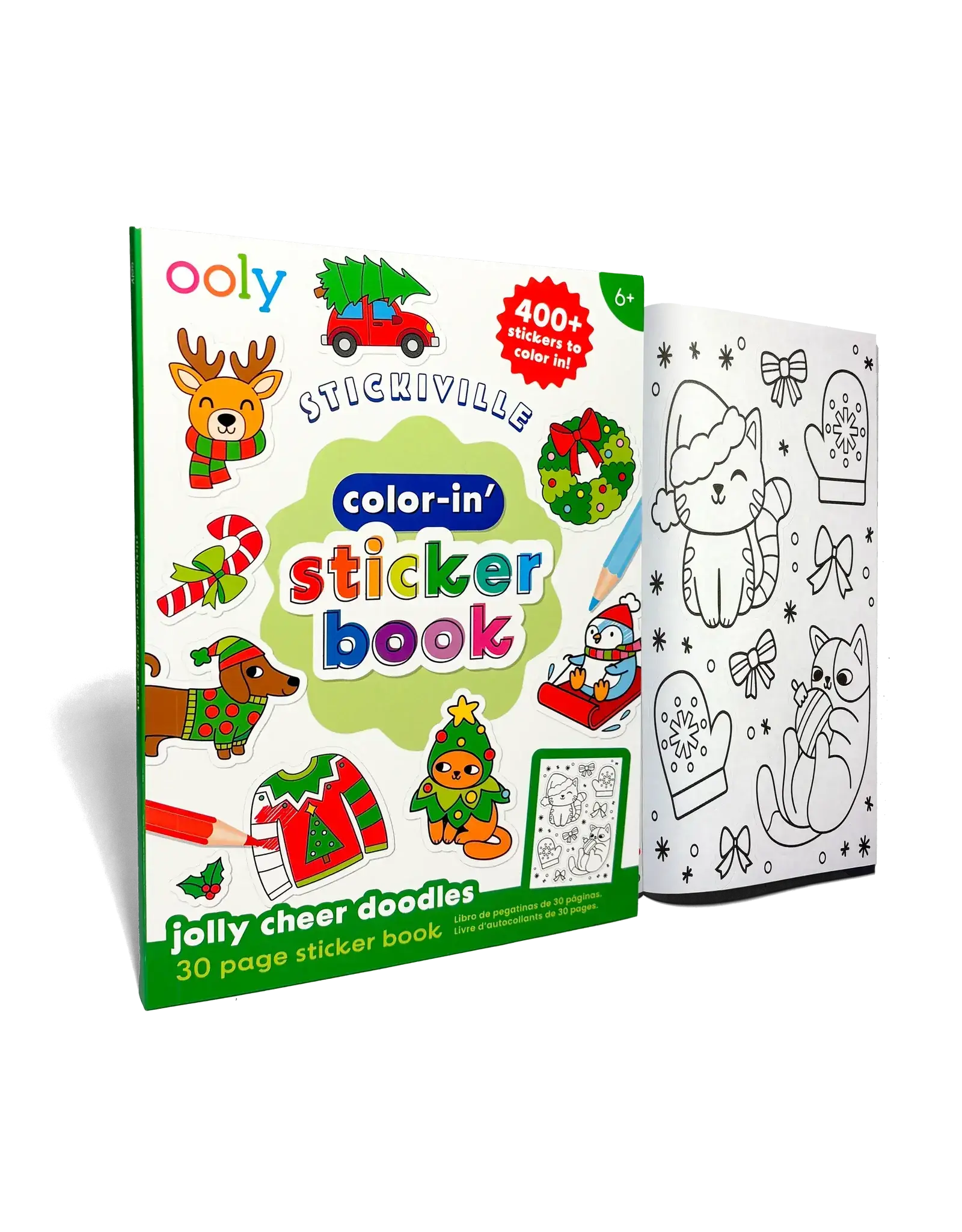 Ooly Stickiville Color-In' Sticker Book - Jolly Cheer Doodles