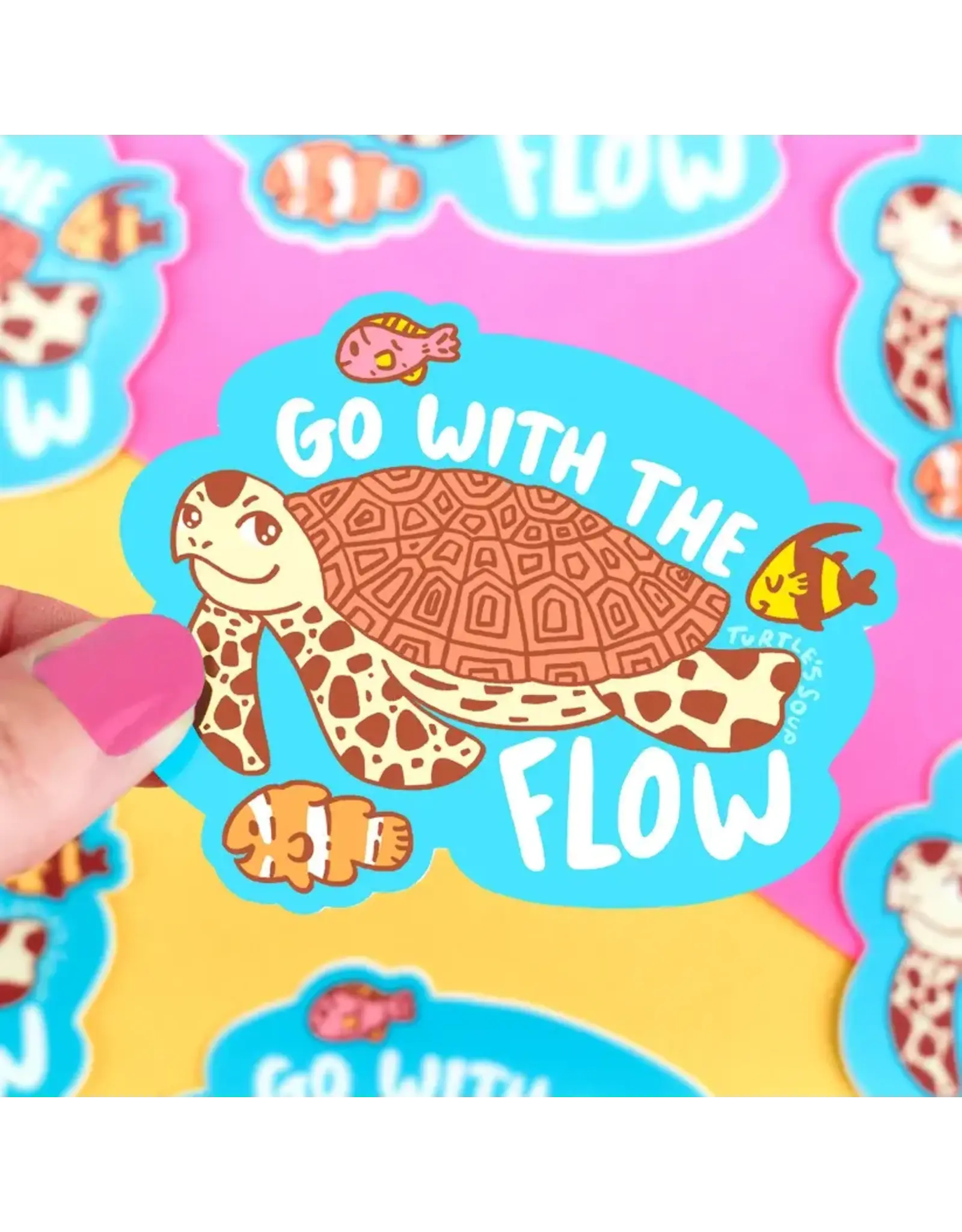 Turtle's Soup Go With The Flow Sea Turtle Vinyl Sticker