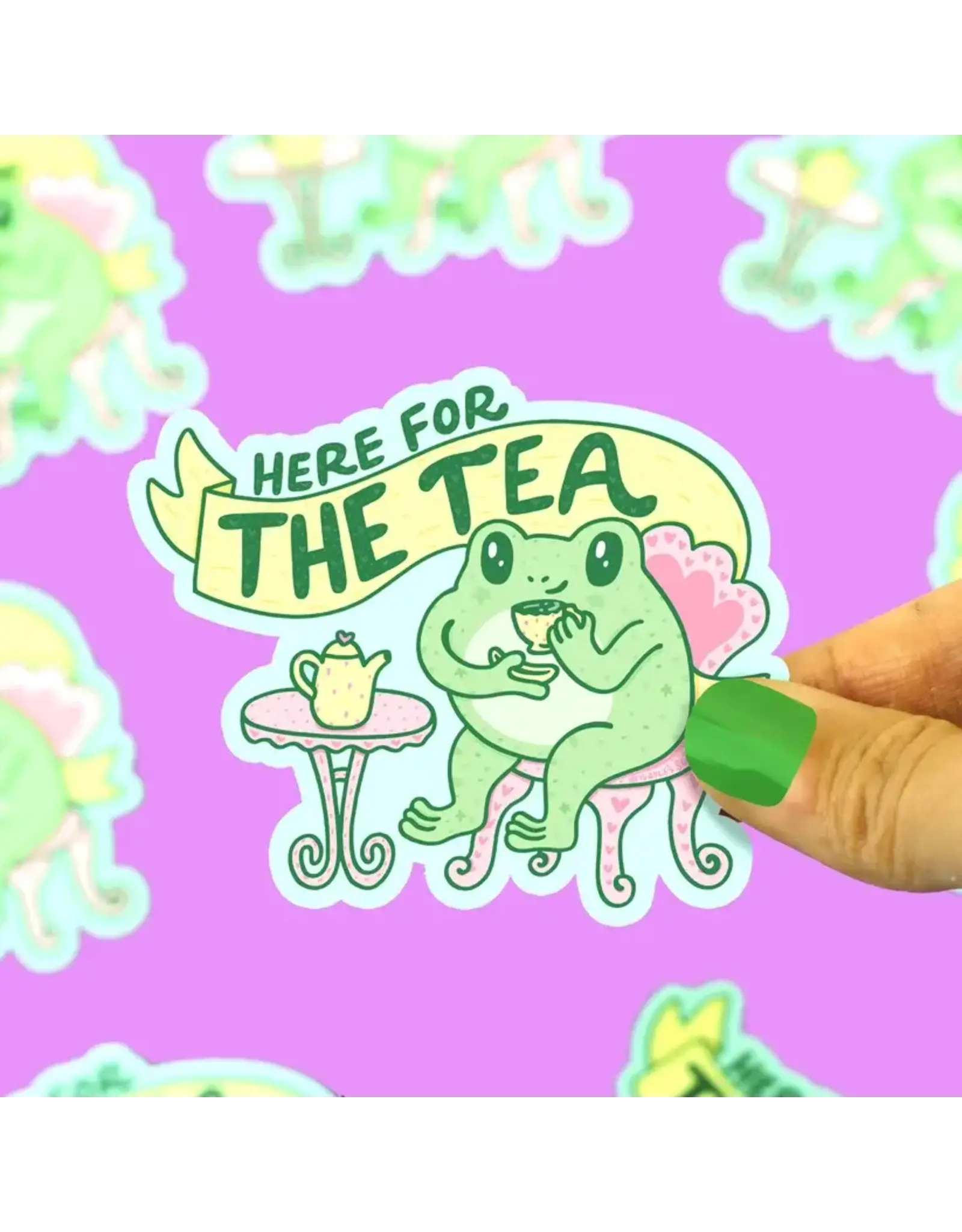 Turtle's Soup Here For The Tea Funny Frog Vinyl Sticker