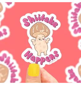 Turtle's Soup Shiitake Happens Funny Mushroom Pun Vinyl Sticker