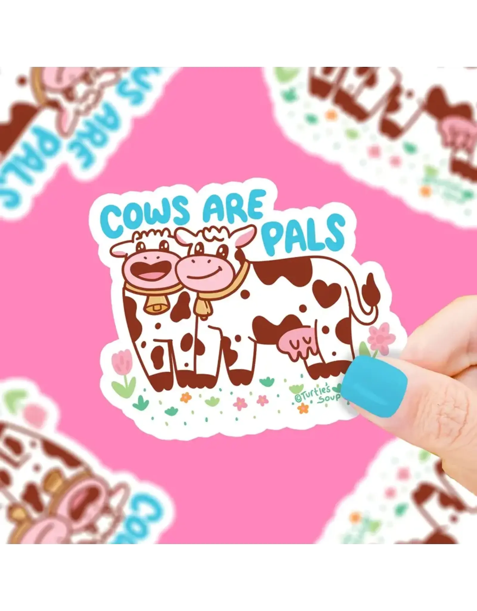 Turtle's Soup Cows are Pals Vegan Vinyl Sticker