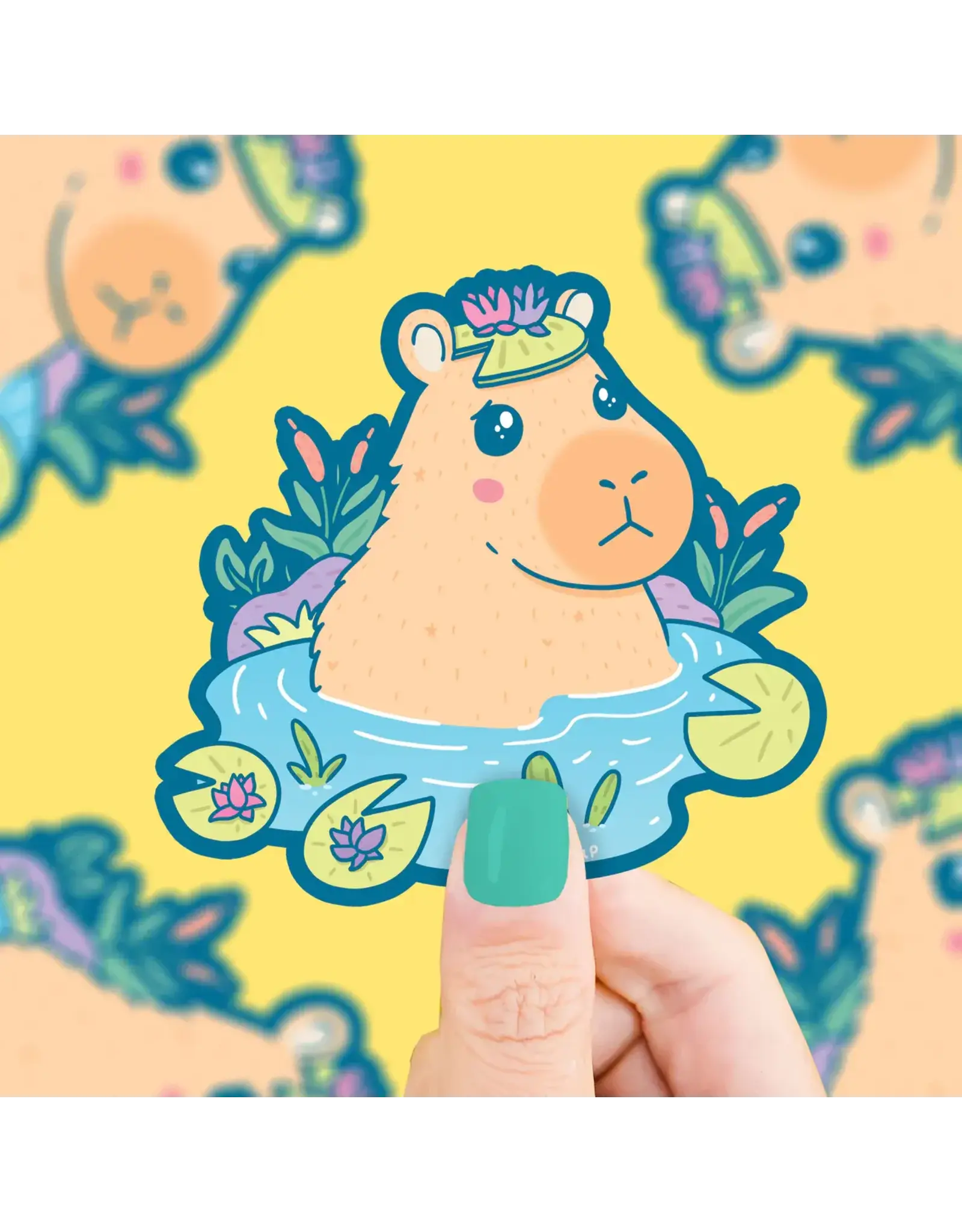 Turtle's Soup Capybara Pond Vinyl Sticker