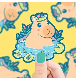 Turtle's Soup Capybara Pond Vinyl Sticker