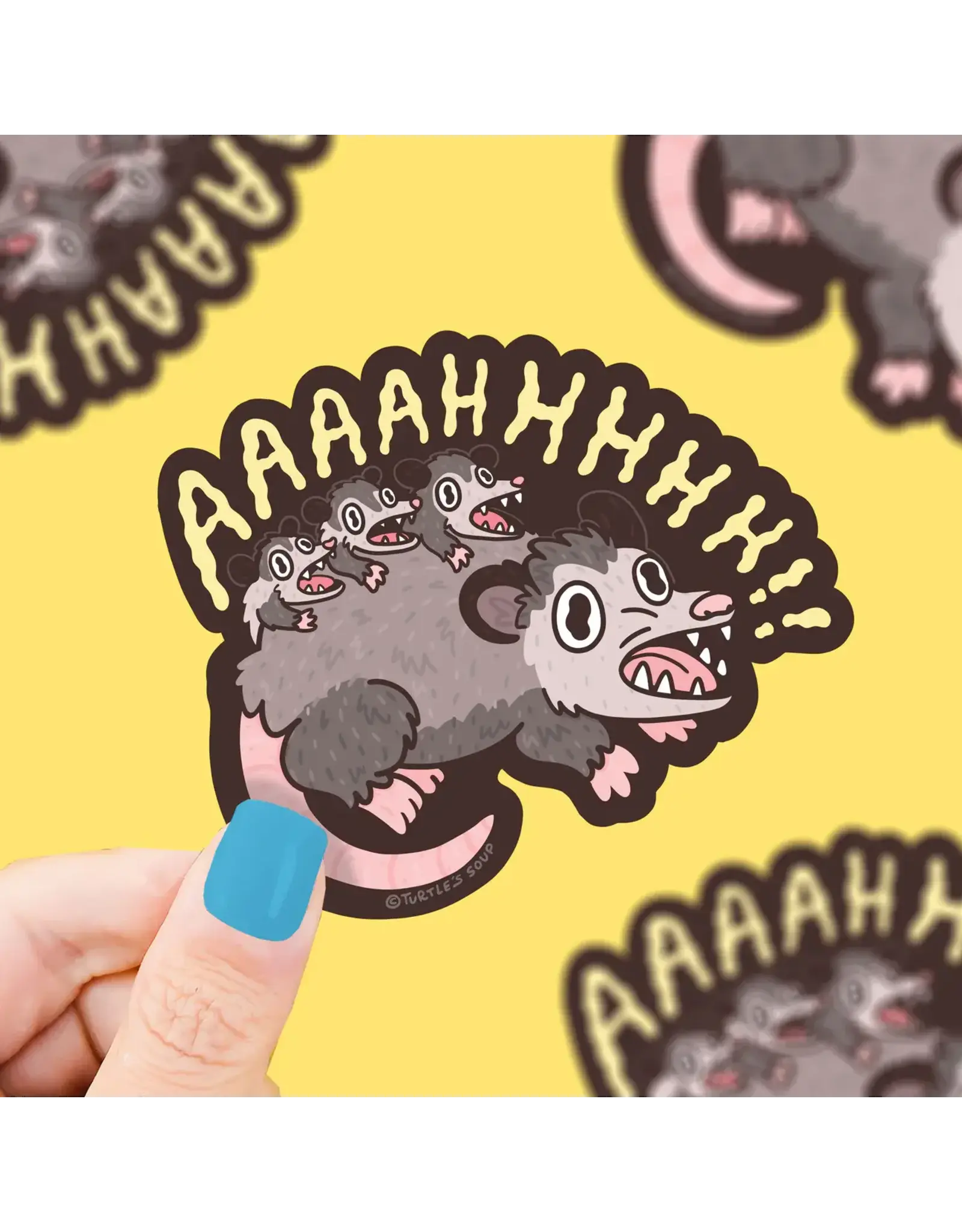 Turtle's Soup Screaming Opossum Family Vinyl Sticker