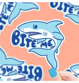 Turtle's Soup Bite Me Great White Shark Vinyl Sticker