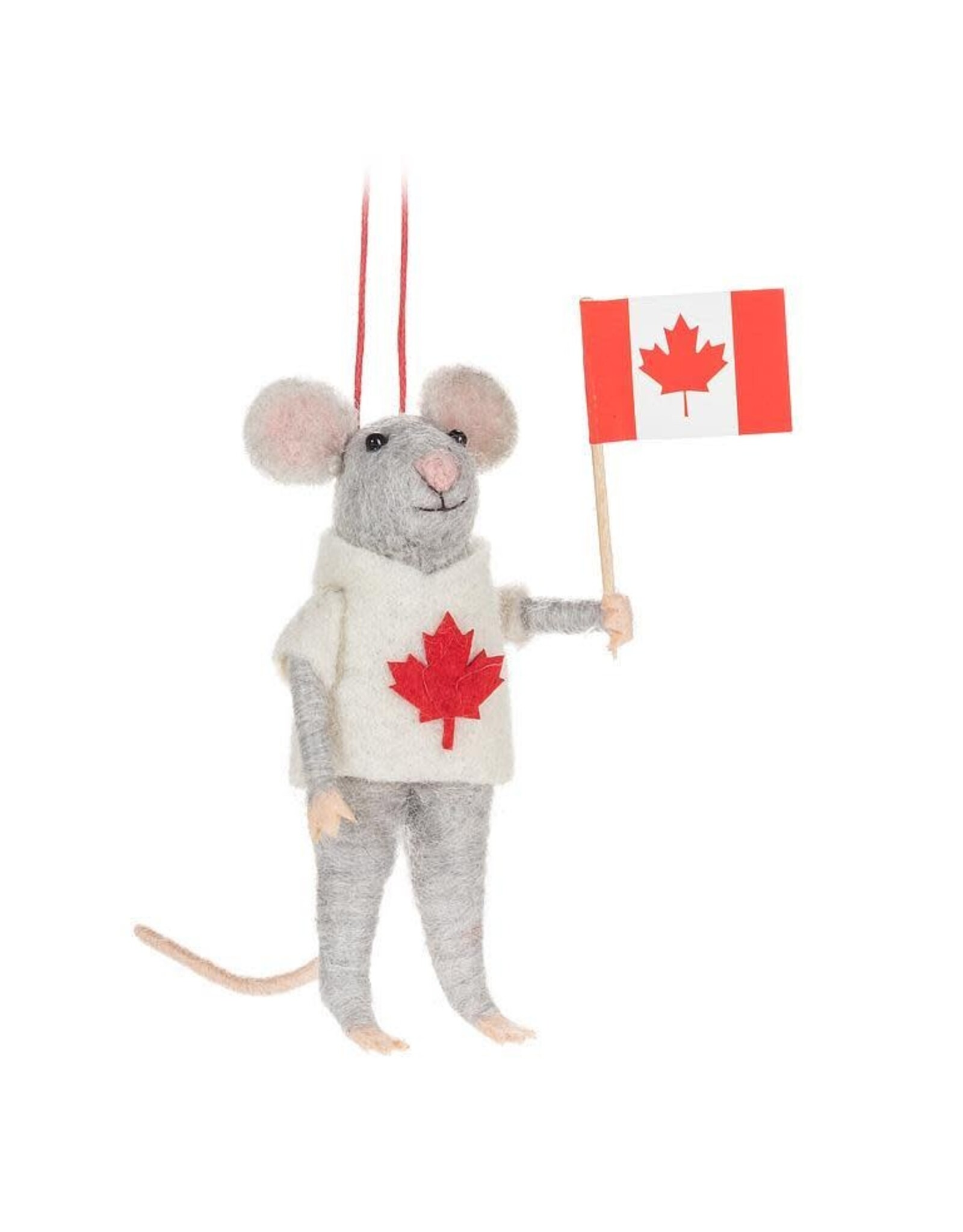 Mouse with Maple Leaf Sweater Ornament