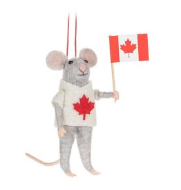 Mouse with Maple Leaf Sweater Ornament