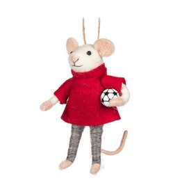 Soccer Mouse with Ball Ornament