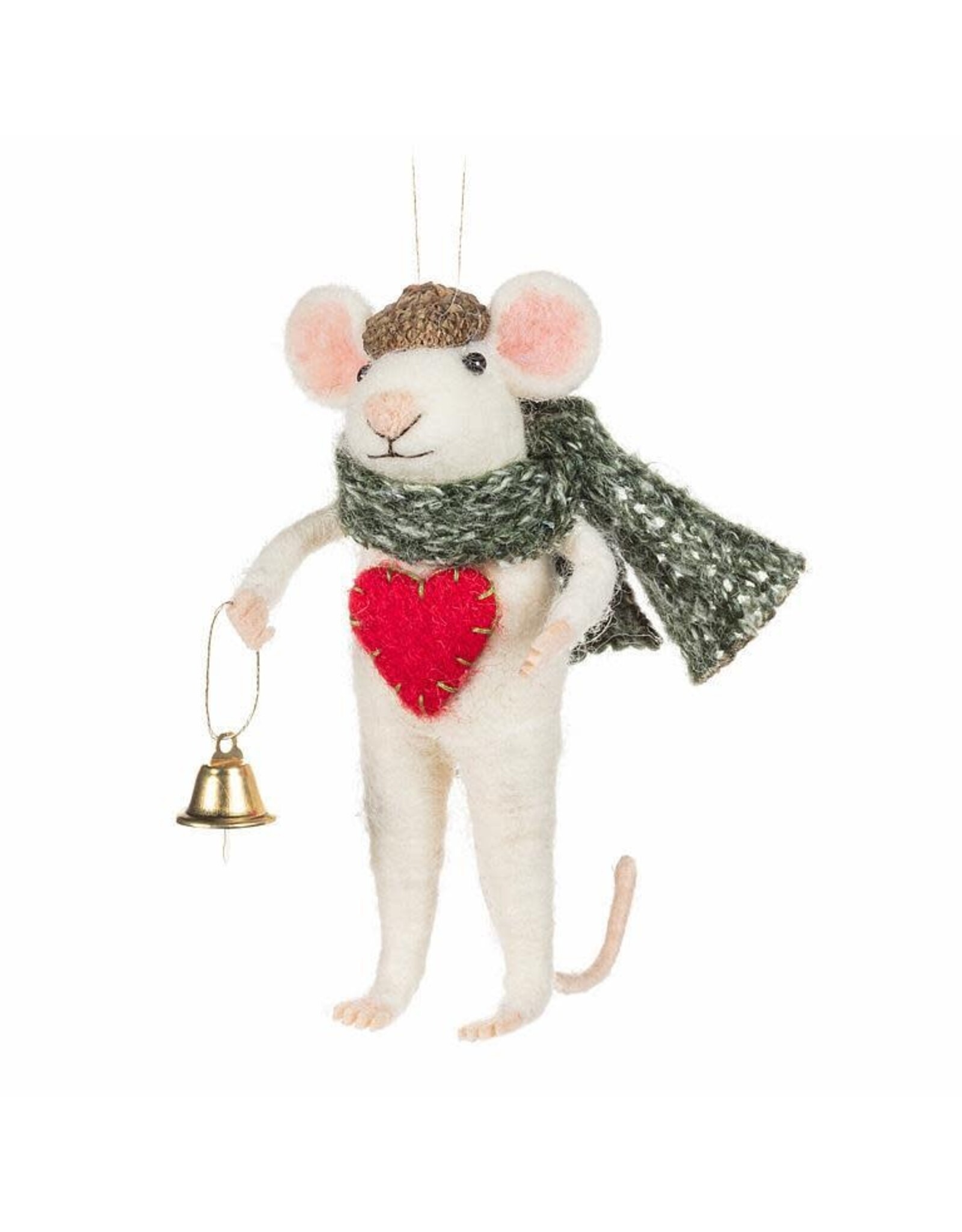 Winter Mouse with Heart & Bell Ornament