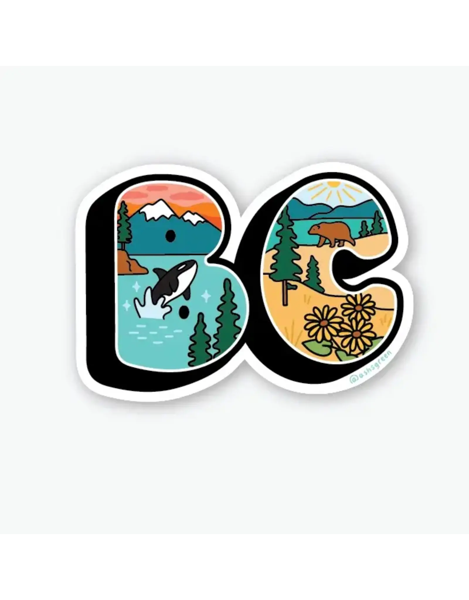 Ashleigh Green Studios British Columbia Retro Postcard Vinyl Sticker