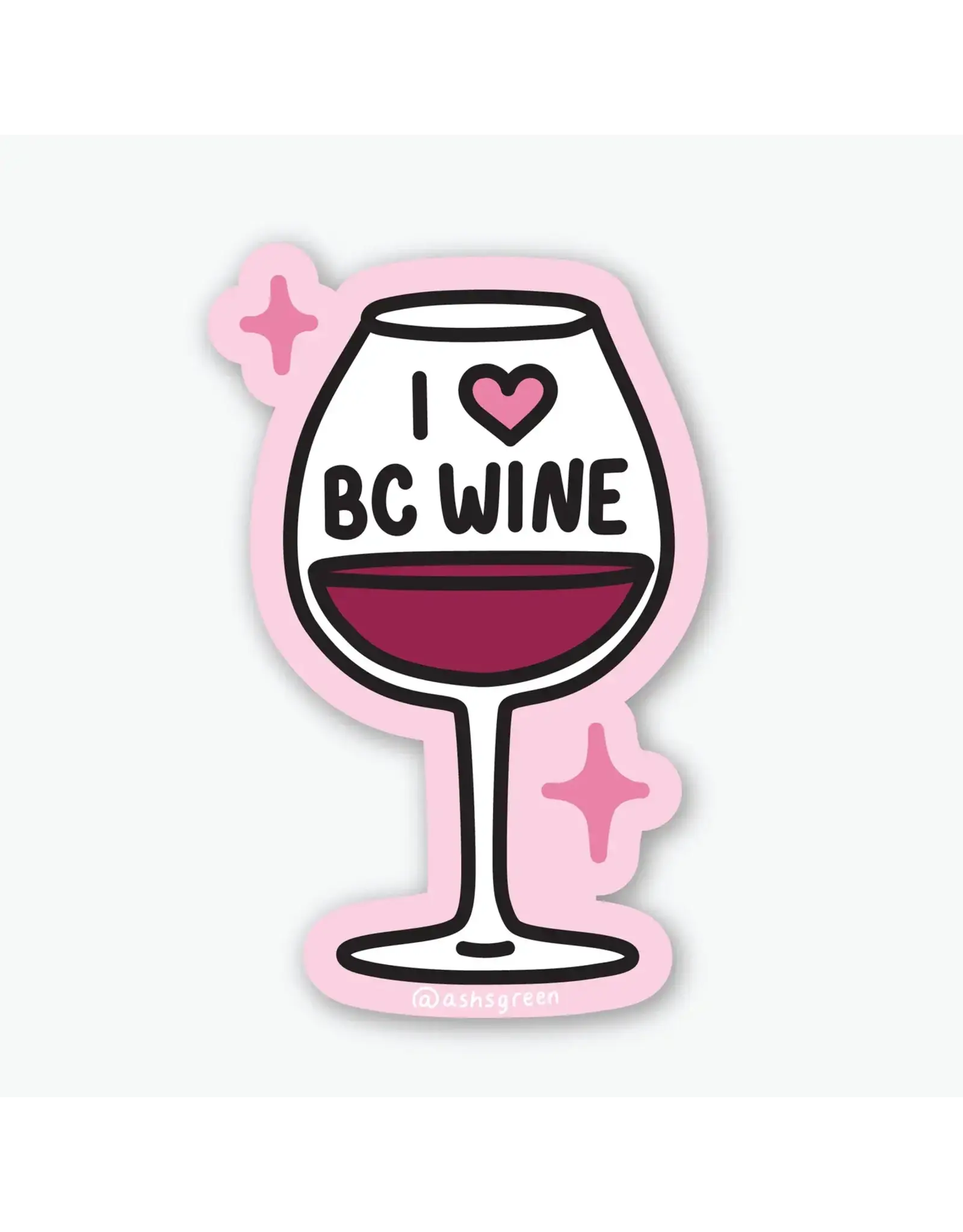 Ashleigh Green Studios I Heart BC Wine - Vinyl Sticker