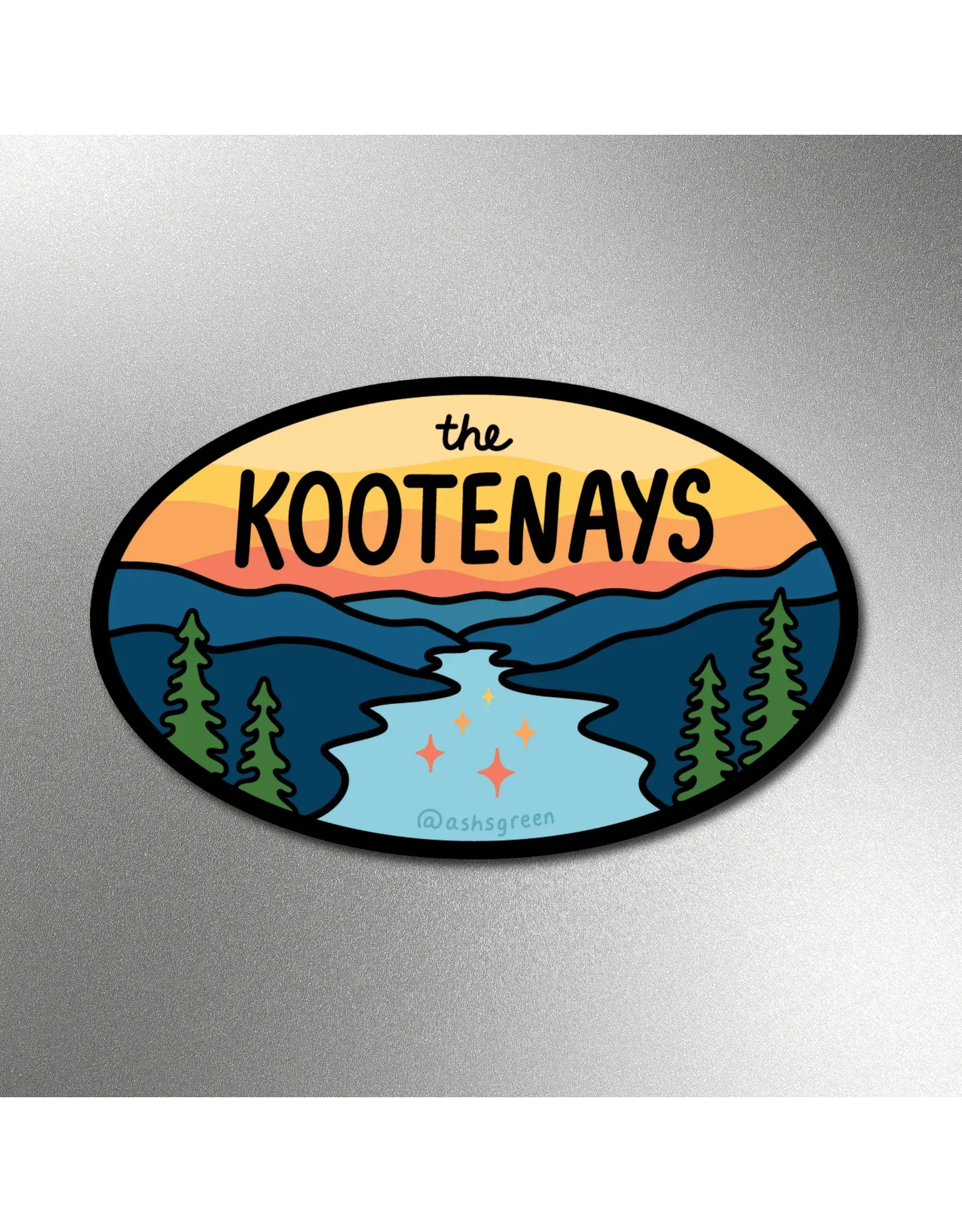 Ashleigh Green Studios The Kootenays - Retro Oval Fridge Magnet