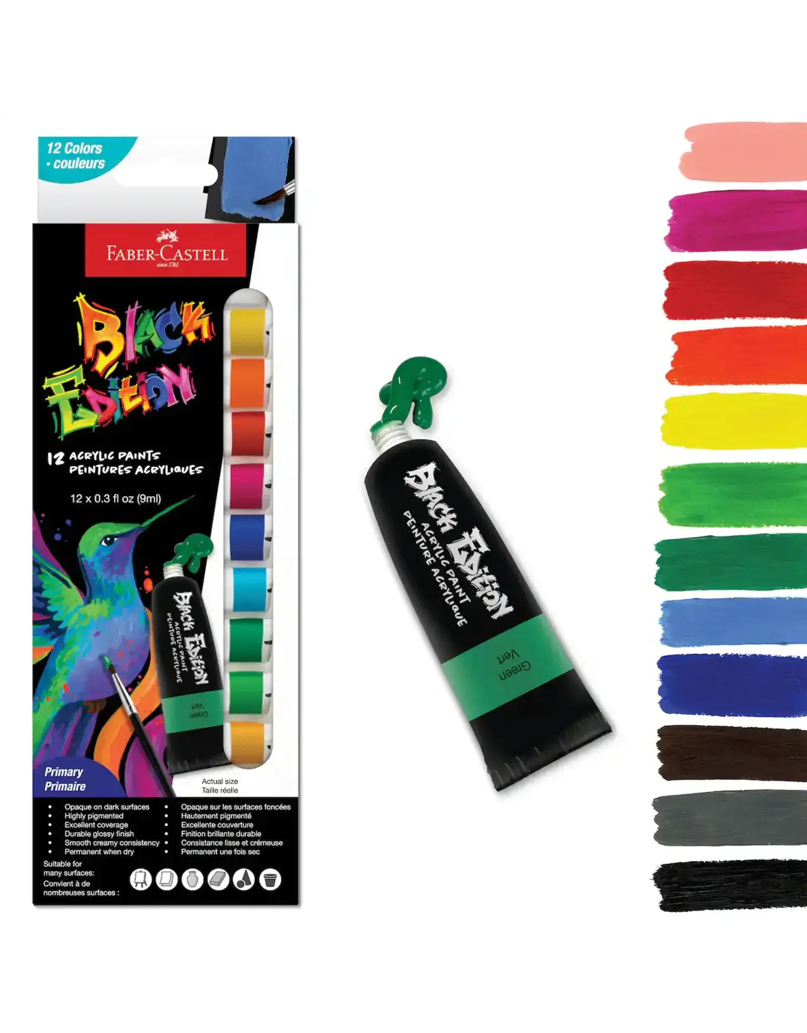 Faber Castell 12 Acrylic Paint Set for Dark Surfaces