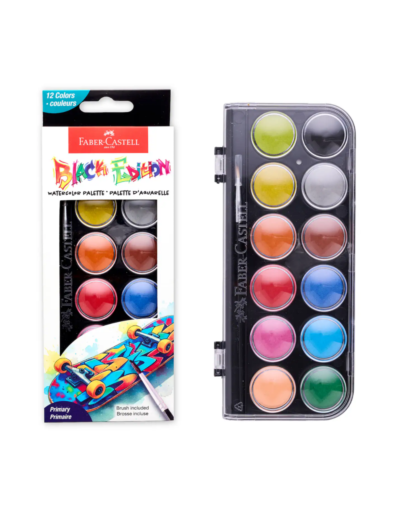 Faber Castell Black Edition 12 Watercolor Paints Primary