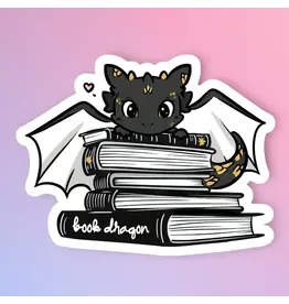 Radical Buttons Book Dragon Fantasy Reader Sticker