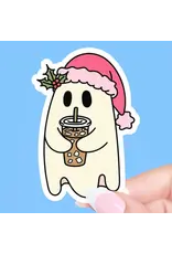 Radical Buttons Holiday Iced Coffee Ghost Sticker