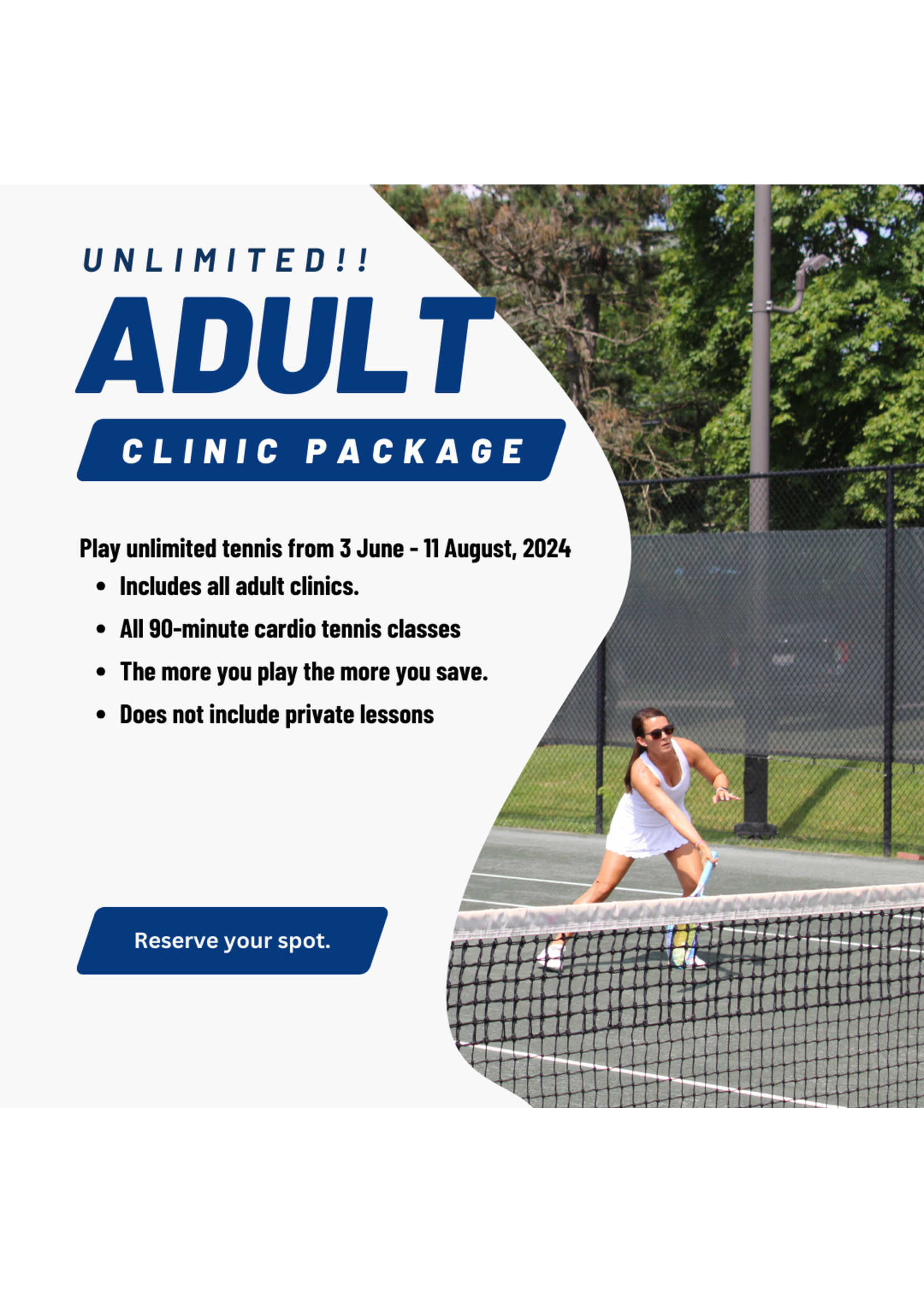 Unlimited Adult Tennis Clinic Package