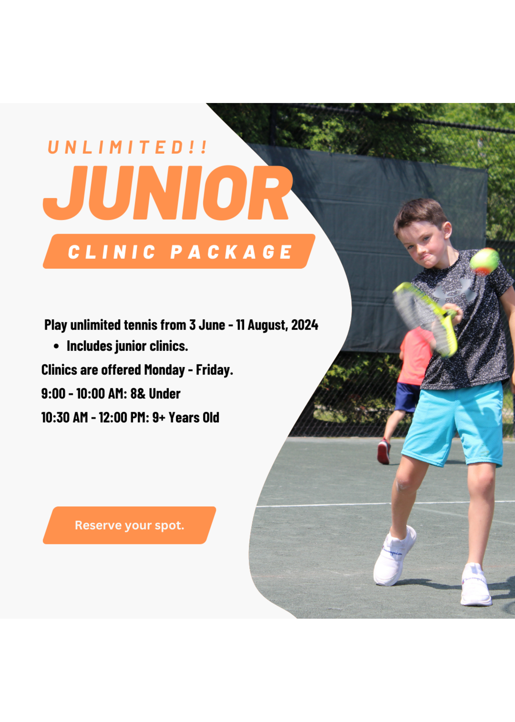 Unlimited Junior Tennis Clinic Package