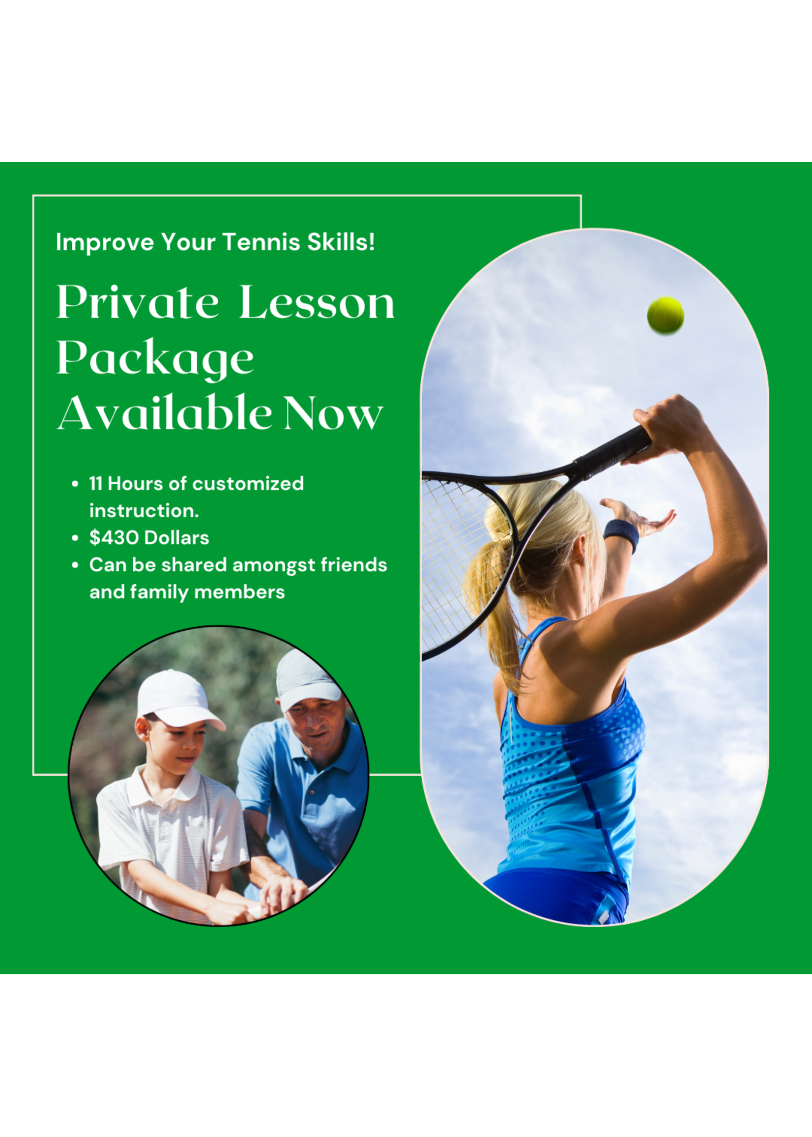 Serve's You Right Private Lesson Package