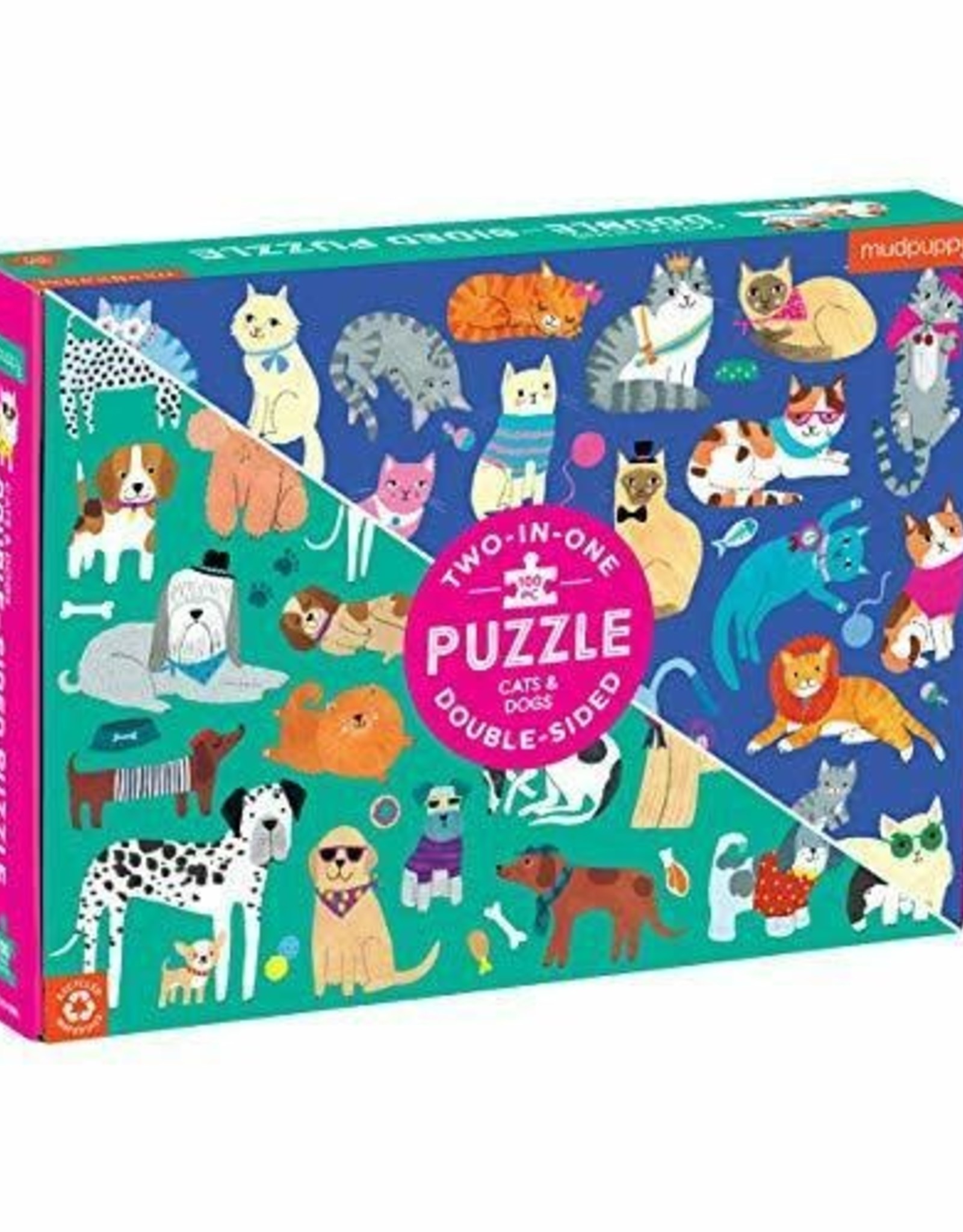 Chronicle Books 100 pc Puzzle: Double Side Cats & Dogs