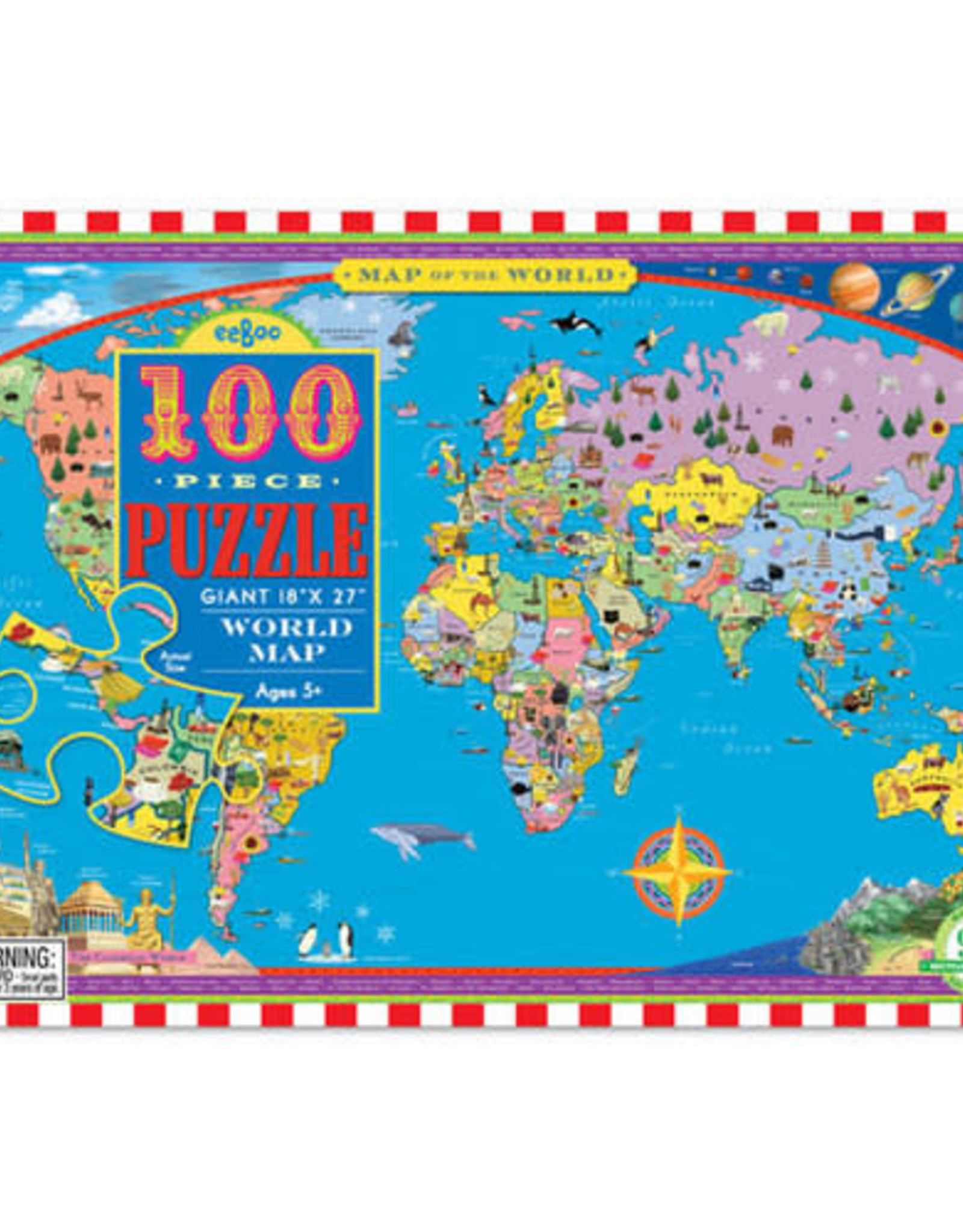 eeBoo 100pc-Puzzle: World Map